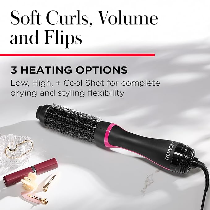 REVLON One-Step Hair Dryer and Styler - Root Booster Round Brush for Styling, Dryer Brush for Fast and Easy Salon-Quality Blowout, More Shine and Less Frizz (1-1/2 in)