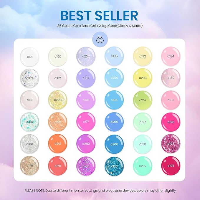 beetles Pastel Gel Polish Set 39Pcs Pink Red Gel Nail Polish with Base Top Coat Soak off Uv LED Lamp Colorful Candies Manicure Kit DIY Home Gifts for Women Girls