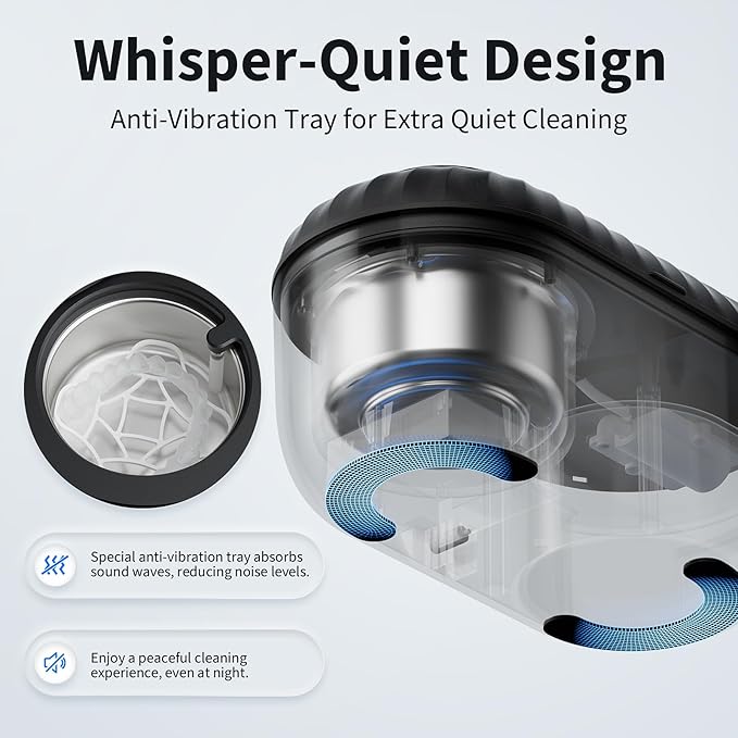 Ultrasonic Retainer Cleaner with Cleaning, Pumping, and Air-Drying Functions, 45kHz Retainer Cleaner Machine, 200ml Denture Cleaner for Dentures, Mouth Guards, Braces, Toothbrush Heads, Jewelry(Black)