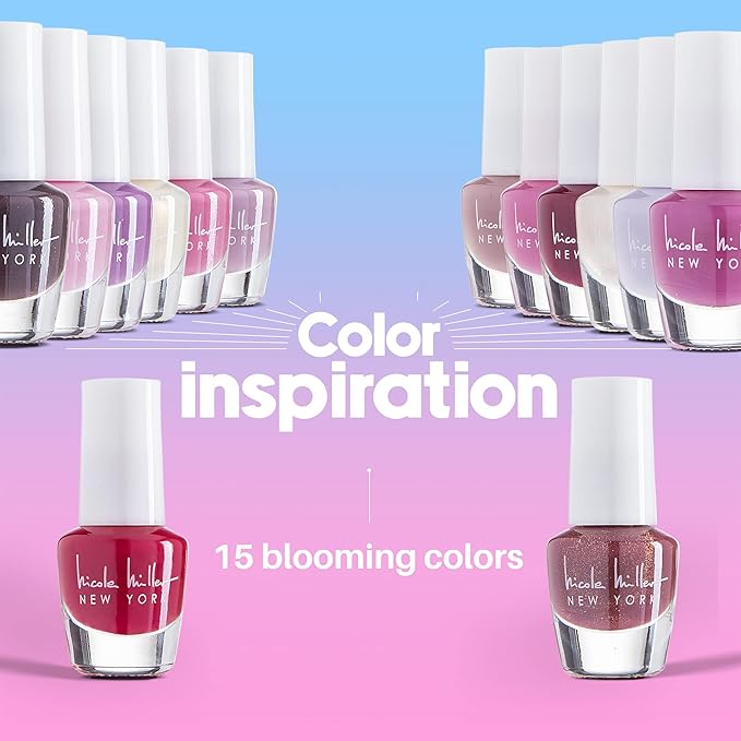 Nicole Miller Mini Nail Polish Set – Glossy, Vibrant Colors for Fingernails & Toenails, Bright Colors, Purple Collection