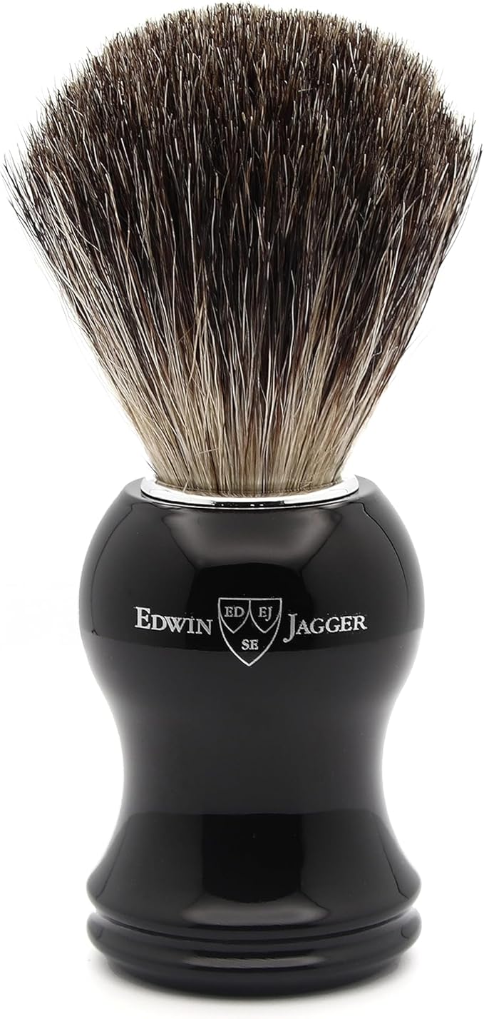 Edwin Jagger 81P36AMZ Classic Badger Shaving Brush for Shaving Cream or Soap for Men (Black)