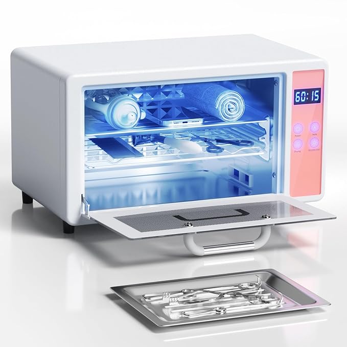 UV Light Nail Tool Cleaning Machine - Dry Heat Cabinet UV Light Cleaner, Manicure Tool Cleaner Cabinet, Barber Salon Tools, 6L 110V 160W White