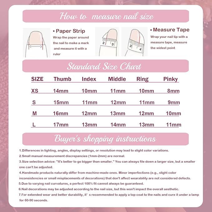 Handmade Press On Nails Stiletto, Pink Press On Nails Long, Rhinestone Lace 3D Nails With Bow For Women Gift, Reusable Stick On Fake Nails Kit With Nail Glue (Lace Charm, S)