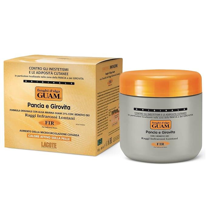 Guam Anti Cellulite Stomach Wraps, INFRARED Body Wrap for Flat Tummy, FIR Tummy Wrap Cellulite Remover, Belly Cellulite Treatment, Stomach Skin Firming and Tightening Body Mud (1.1LB)