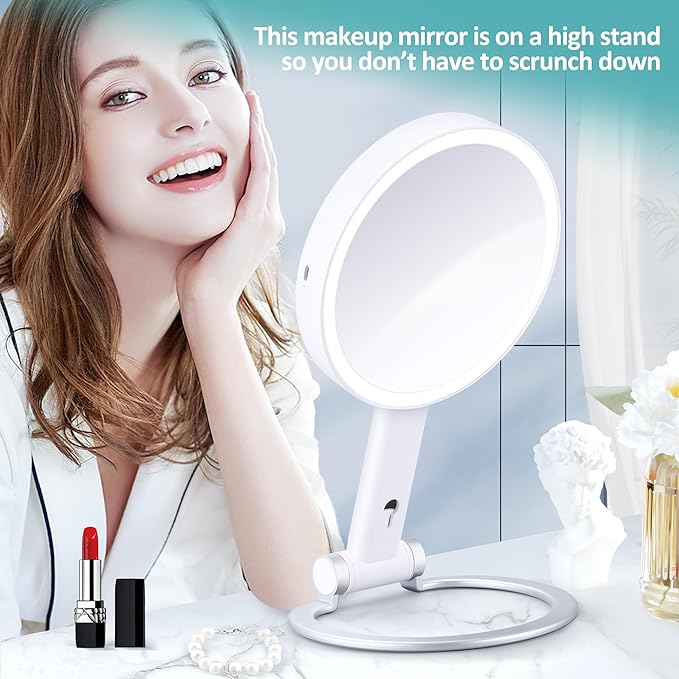 B Beauty Planet 20X Magnifying Mirror with Light, Lighted Makeup Mirror with 20X/1X Magnification, 3 Color Light and Adjustable Brightness, 3-in-1 Multifunctional Makeup Mirror with Lights 2000mAh