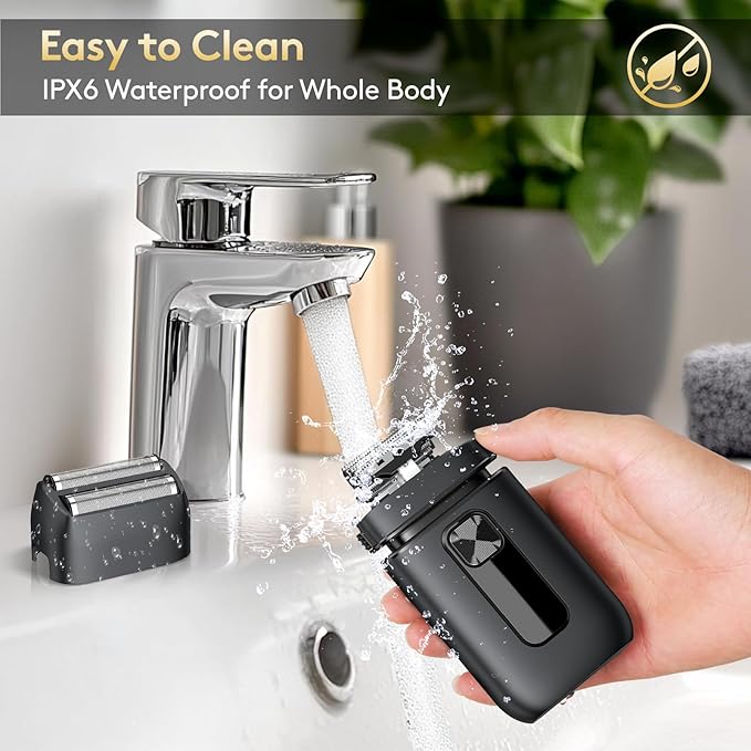 Brightup Foil Shaver Electric Razor & Shavers for Men with Trimmer[150 Min Runtime], IPX6 Waterproof Double Floating Blades for Shaving Face, Cordless/Type C Rechargeable/Travel Lock/LED Display