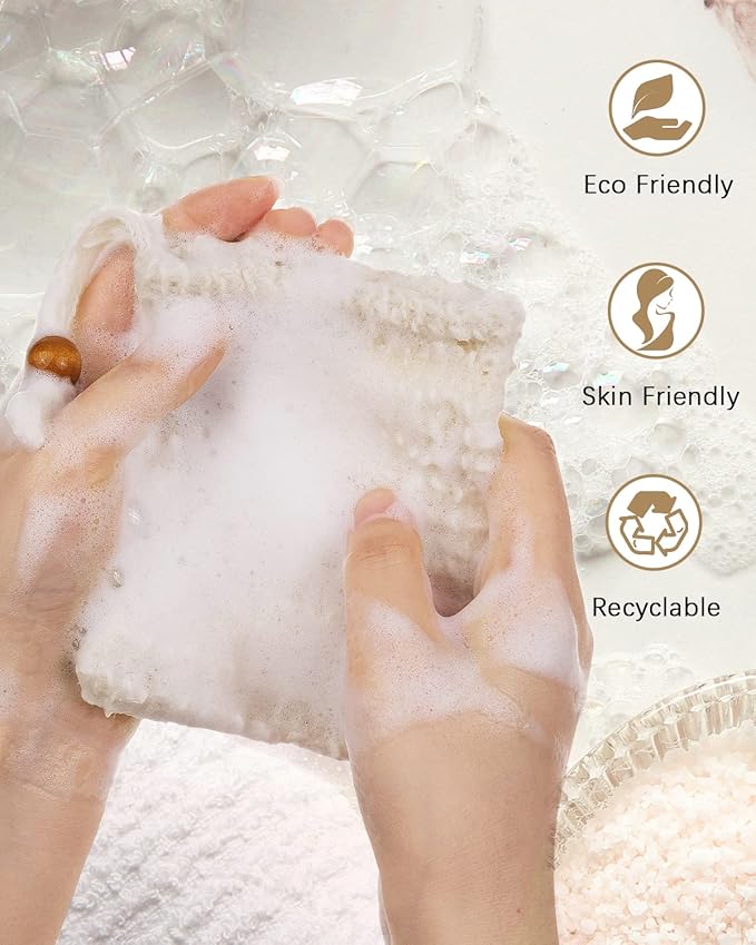 Soap Bags Mesh Exfoliating 8 Pieces, 100% Natural Sisal Soap Pouch, Soap Savers for Shower Use Like Massaging and Scrubbing(5.9 × 3.9inches)