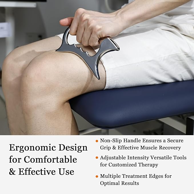 JWCASA Muscle Scraper Scar Tissue Massage Tools Foot, Neck, Knee, Leg Back Massager IASTM Tool for Physical Therapy & Plantar Fasciitis with 2 Pieces Set 5