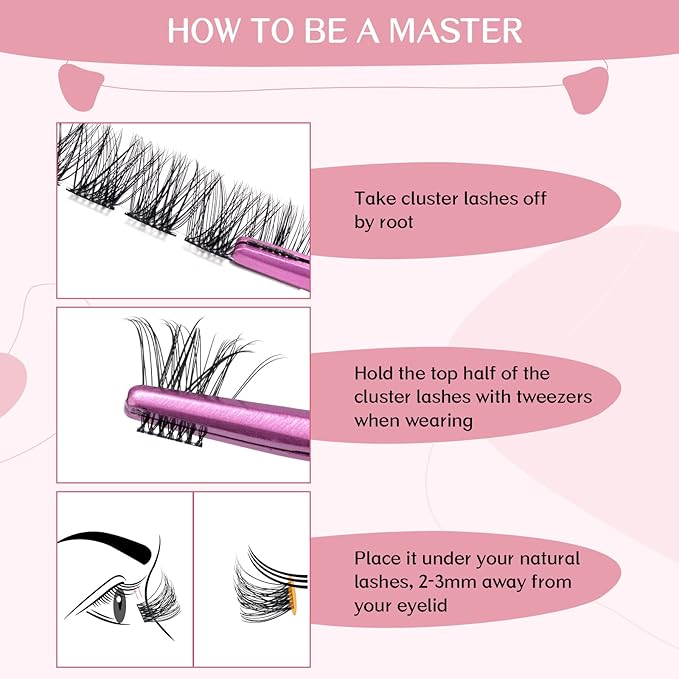 Cluster Lashes, 72 Pcs Individual Lashes, Lash Clusters DIY Eyelash Extension, Super Thin Band Reusable Soft & Comfortable (Bright-D-16mm)