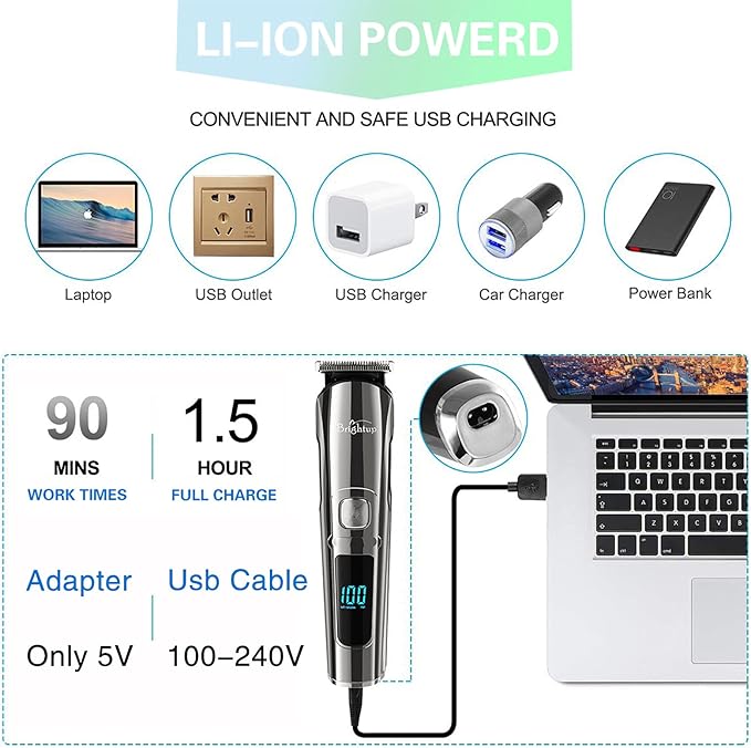 Brightup Beard Trimmer for Men - Electric Razor & Shaver, Cordless Hair Clippers Trimmers Set, IPX7 Waterproof Mens Grooming Kit for Shaving Face, Mustache, Body, Ear, Nose Hair Trimmer, Gifts for Men