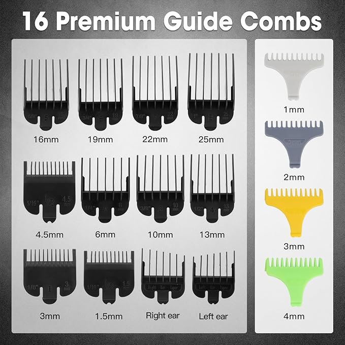 Professional Hair Clippers for Men,Cordless Barber Clippers,Beard Trimmers and Nose Hair Trimmer Kit,Mens Grooming Haircut Kit with LED Display,Gold