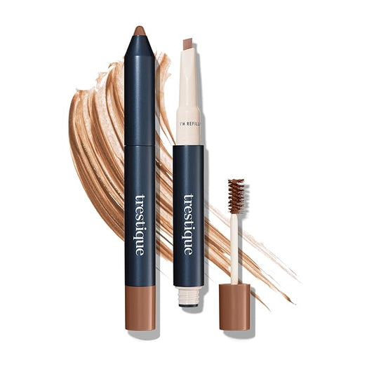 trestique Brow Pencil And Gel, Refillable Eye Brow Pencil With Built-In Brow, Clean Beauty Eyebrow Pencil And Brow Gel, Sustainable 2-In-1