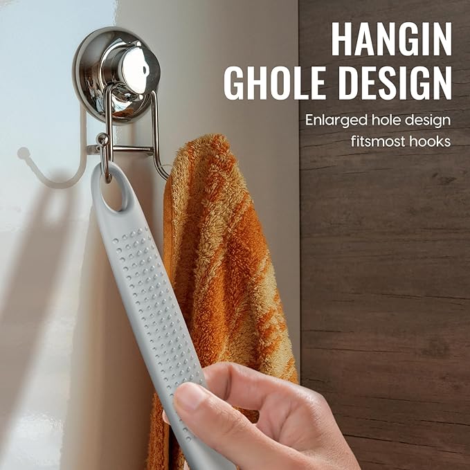 Silicone Back Scrubber for Shower, 17in Lengthen Long Handle Body Brush, Double Sided Shower Brush for Shower Exfoliating and Massage Can Produce Rich Foam, Long Handle Back Scrubber for Men