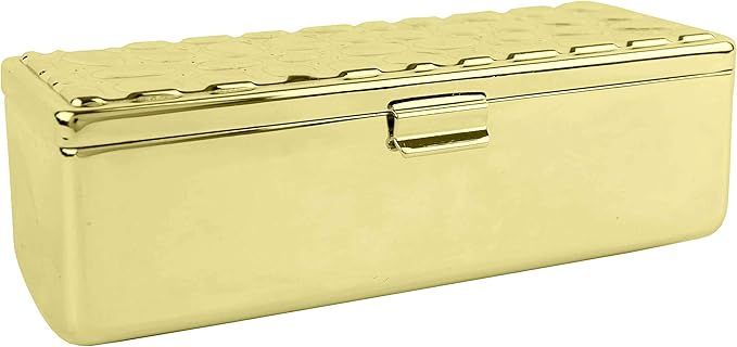 Stephanie Imports Set of 2 Rectangular Vintage Lipstick Cases With Glass Mirror (Gold Drops)