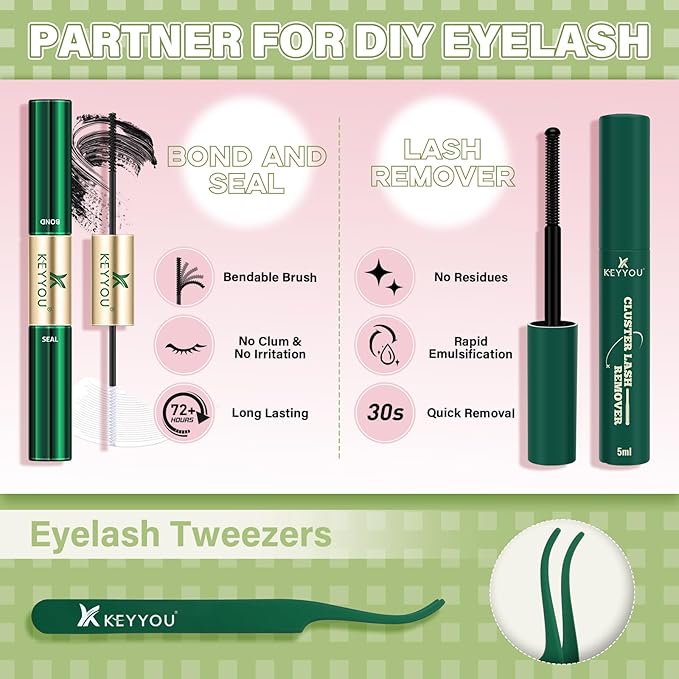 Fairy Ruby Lash Clusters Kit Manga Lash Extension Kit D Curl 108Pcs Eyelash Extension Kit Wispy Natural Invisible Band Lash Kit with Waterproof DIY Lash Extension Kit at Home(Ruby-D-8-18MIX)