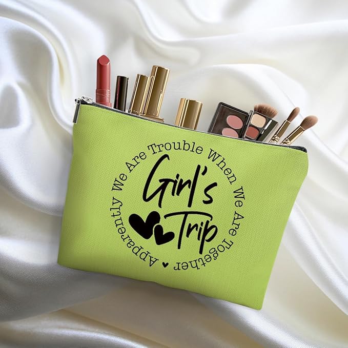 4Pcs Girls Trip Gifts Favors, Girls Weekend Gifts Makeup Bag, Vegas Gifts Weekend Bag 2025 End of Year Vacation Cosmetic Bag, Friendship Gifts for Women Friend, 2025 Vegas Souvenir Gifts Toiletry Bag