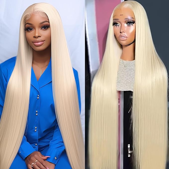 613 Lace Front Wig Human Hair 30 inch Blonde Wig Human Hair 13x4 Straight Lace Front Wig 200 Density Pre-Plucked with Baby Hair HD Lace Frontal Wig for Women Natural Hairline