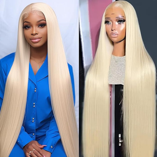 613 Lace Front Wig Human Hair 30 inch Blonde Wig Human Hair 13x4 Straight Lace Front Wig 200 Density Pre-Plucked with Baby Hair HD Lace Frontal Wig for Women Natural Hairline