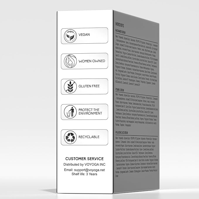 Vitamin C Serum with Niacinamide Serum & Hyaluronic Acid Serum for Face, Facial Serum Set