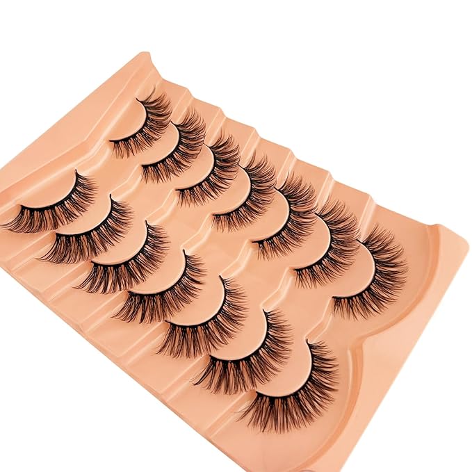 Cat Eye Lash Natural Look NINGLASH Wispy Lashes False Eyelashes Natural Look Fake Eyelash 14mm Faux Mink Lashes Strips 7 Pairs Lash Pack