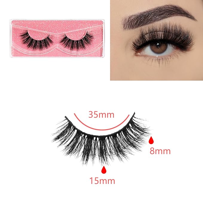 FARRED Wholesale Fluffy Dramatic Bulk Lashes 30 pairs Pack Individual Box 15mm Volume Faux Mink Eyelash Thick 8D Fake Lash Short Natural Look Eyelashes (F01-30 pairs)