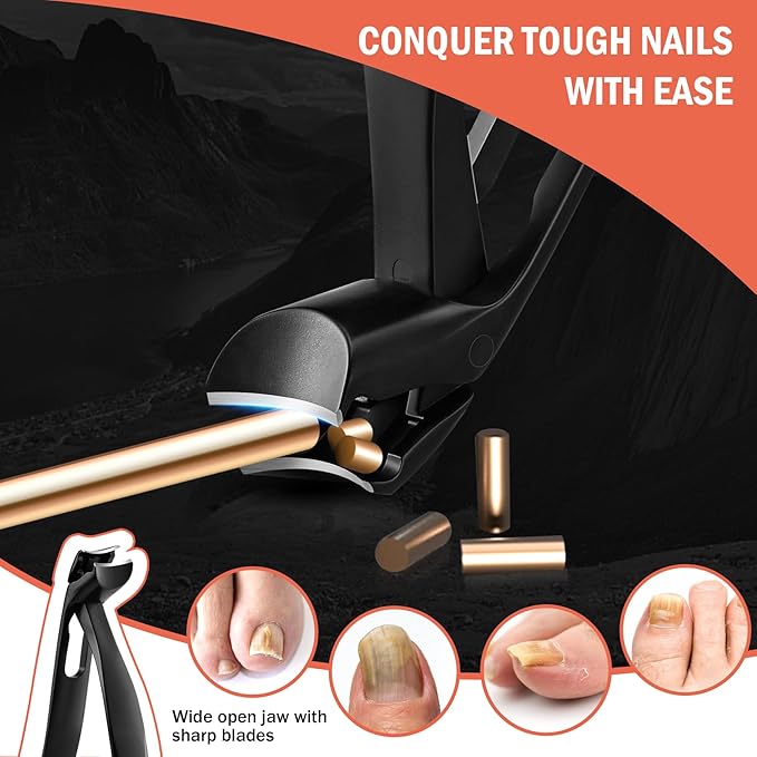 BEZOX Nail Clippers with Catcher for Seniors for Thick Nails, Fingernail and Toenail Clippers