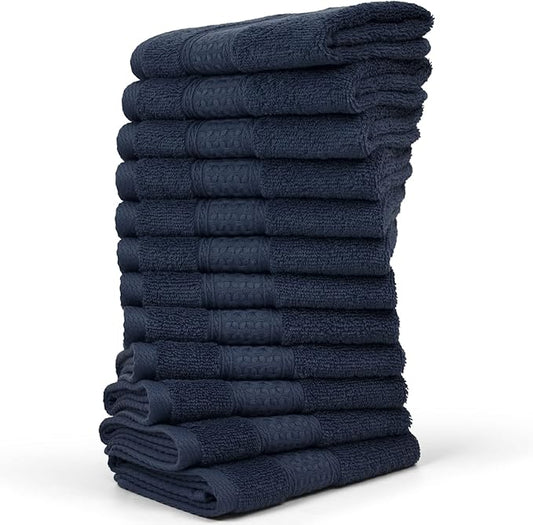 Cleanbear Washcloths 12 Pack Wash Cloths 100% Cotton Soft Bathroom Washcloth Set (Dark-Grey)