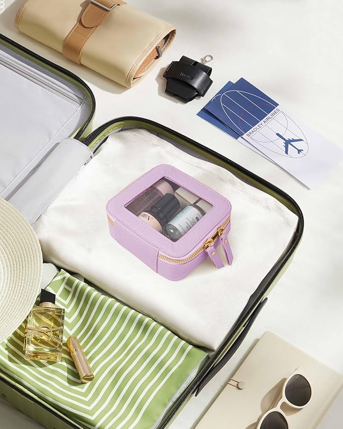 Clear Makeup Bag, Small Makeup Bag TSA Approved Toiletry Bag Cosmetic Travel Bag Cute Makeup Bag Organizer Makeup Case Pouch Car Essentials for Women Men