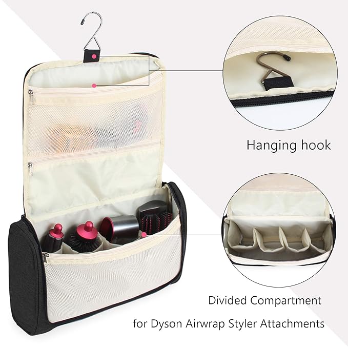 Teamoy Travel Storage Bag Compatible with Dyson Airwrap Styler, Portable Travel Organizer for Airwrap Styler and Attachments, Black
