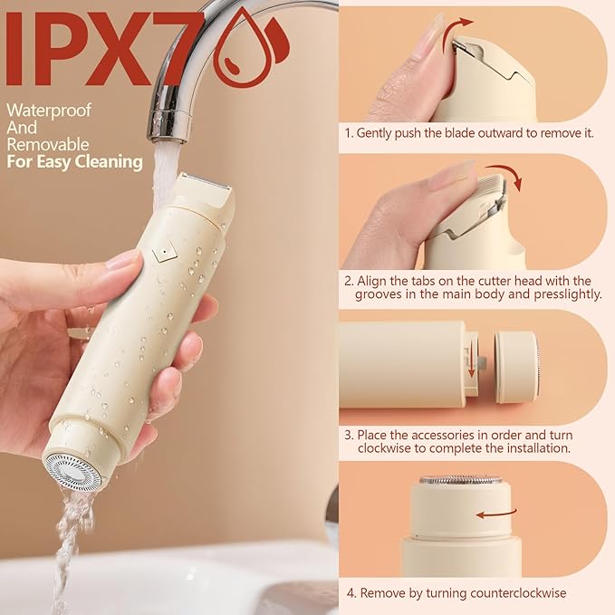 2025 New Electric Bikini Trimmer for Women, 2-in-1 Dual Head Shaver, Womens Electric Razor (Beige)