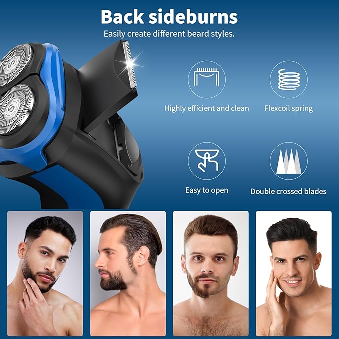 SweetLF Electric Razor for Men, IPX7 Waterproof, Wet & Dry Shaving, Pop-up Trimmer, Type C Rechargeable, Corded & Cordless, Father's Day Gift