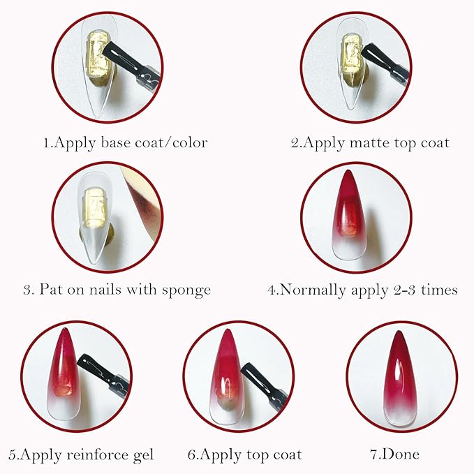 9 Color Pat Painting Gel Nail Polish Set - Ombre Aura Nail Art Gel Paint for Salon Manicure with Sponges