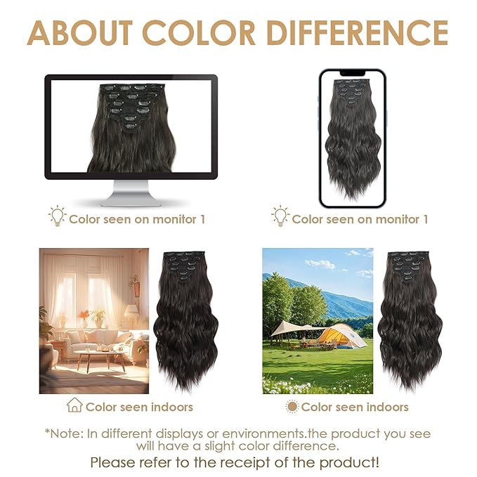 Clip in Hair Extensions for Women - 20 Inch Long Wavy Brown Extensions, 6PCS Dark Brown Hairpieces that Blend Naturally with Your Real Hair (20 Inch, Dark Brown)