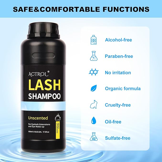 Lash Shampoo 500ml Eyelash Cleanser Unscented Foam for Lash Wash and Salon or Home Care