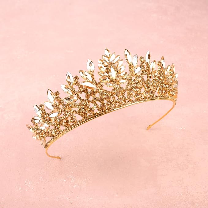 LIMELIA Women's Tiara for Henna Wedding Party|Glitter Hair Accessories for Bridal Birthday Pageant Prom Halloween Cos-play Christmas Party|Danver-Honey