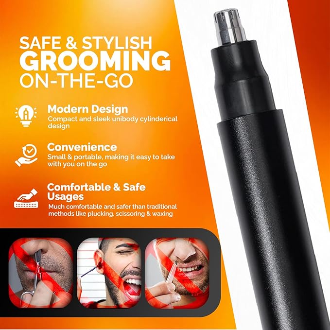 Brio Nose Hair Trimmer for Men & Women, Comfortable Eyebrow Trimmer with Sleek Design, Ear Hair Trimmer Equipped with a 2 - Edge Rotary & Linear Blade
