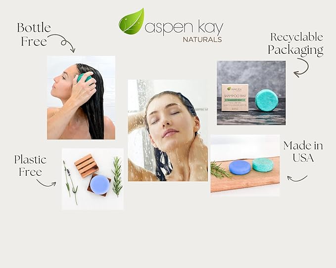 Peppermint & Rosemary Shampoo & Conditioner Bar Set, Organic, Vegan, Volumizing, Hydrating Argan Oil Conditioner & Shampoo for Curly or Straight Hair, Paraben & Sulfate Free, Made in USA