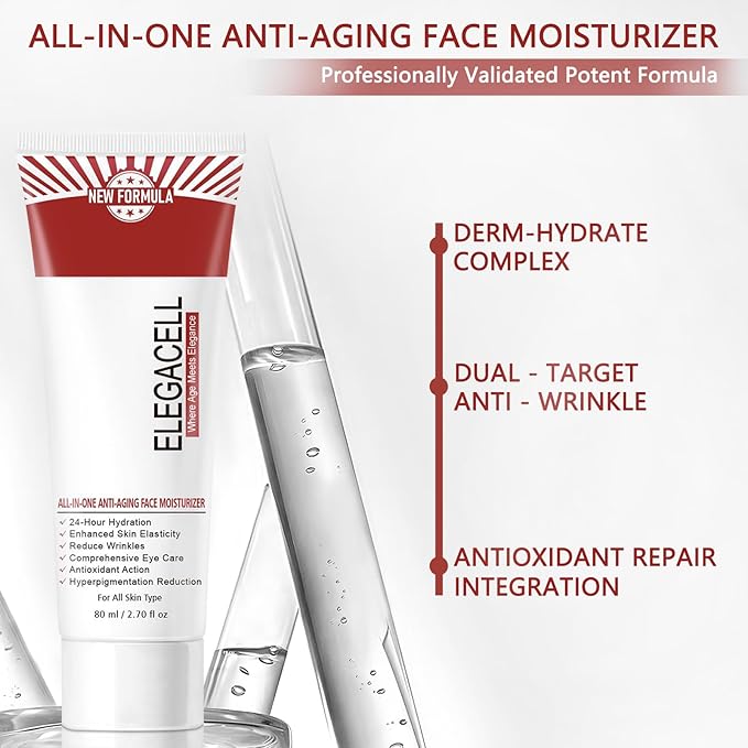 Elegacell Skincare All In One Anti Aging Treatment Face Moisturizer Skin Tightening Retinol Cream for Face - Suit for Men and Women 2.7 fl.oz
