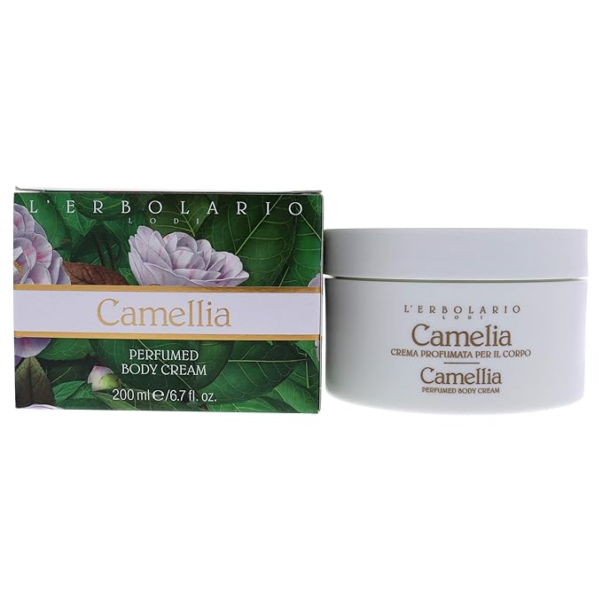 L’Erbolario Camelia Perfumed Body Cream - Firming, Smoothing Moisturizer for Dry Skin - Vitamin E, Camelia Extracts - Lightweight Hydration - 6.7 oz