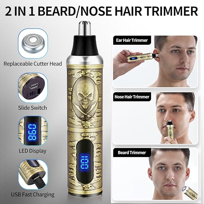 Roziapro Professional Hair Clippers - Cordless Hair Trimmer Set with Rechargeable Nose Hair Trimmer & Electric Shavers, Gifts for Men (Bronze)