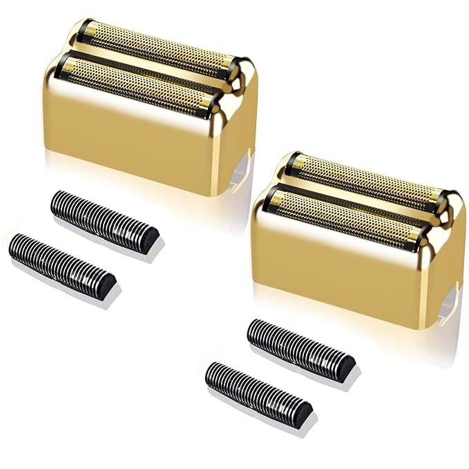 2 pack Professional Replacement Foil and Cutters for BaBylissPRO Barberology Double Foil Shaver, Compatible with BaBylissPRO Barberology FXFS2 Shaver，Gold