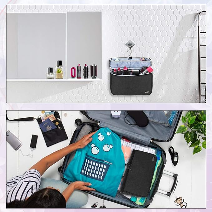 Teamoy Travel Storage Bag Compatible with Dyson Airwrap Styler, Portable Travel Organizer for Airwrap Styler and Attachments, Black