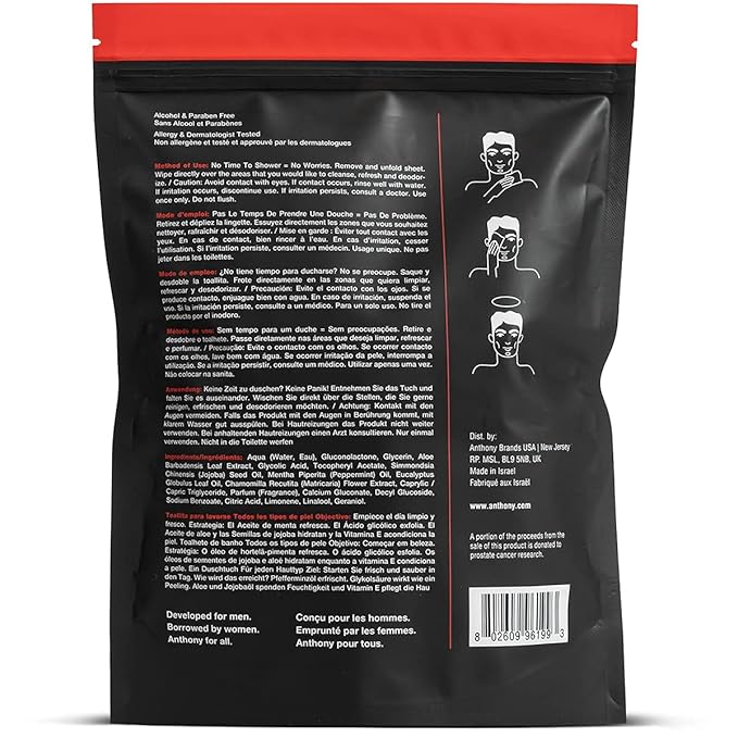 Anthony No Sweat Body Defense and Shower Sheets Bundle, Anti-Chafe Talc Free Cream To Powder Lotion, 16 Fl Oz, and Pack Of 12 Shower Sheets