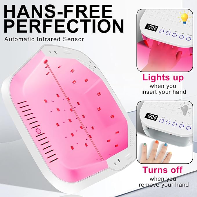 MEKK Cordless UV LED Nail Lamp,54W UV Light for Gel Nails with Hand-Friendly Red Light Beads,Auto Sensor & 4 Timer Settings Professional Flash Cure Lamp for Salon and Home,Checkered Design-White