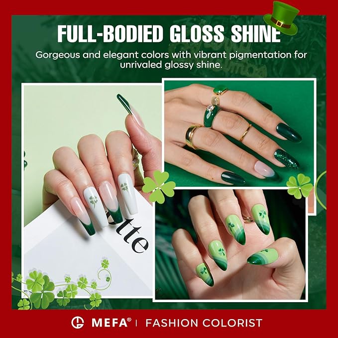 MEFA Gel Nail Polish Set, 6 Colors Burgundy Red Dark Green Glitter Gel Polish Silver Gold Sparkle Nail Polish Manicure Soak Off Salon Gifts for Women Girl