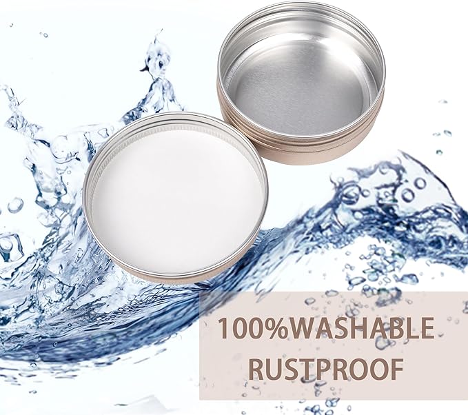 24 Pack 4oz/120ml Screw Top Aluminum Tin Jars with Screw Lids and Blank Labels - Refillable 120ml Metal Containers for Lip Balms, Candles, Salves, Spices, Crafts(Champagne)