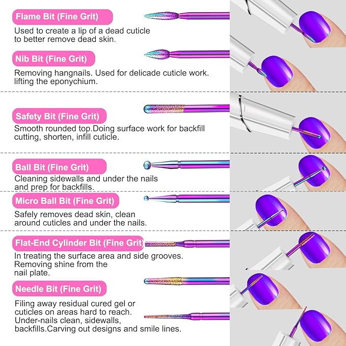 30Pcs Nail Drill Bits Set with Rhinestone Storage Box, 3/32 Inch Ceramic Diamond Carbide Nail Drill Bits for Acrylic Gel Polish, Cuticle Efile Remover for Manicure (Pink)