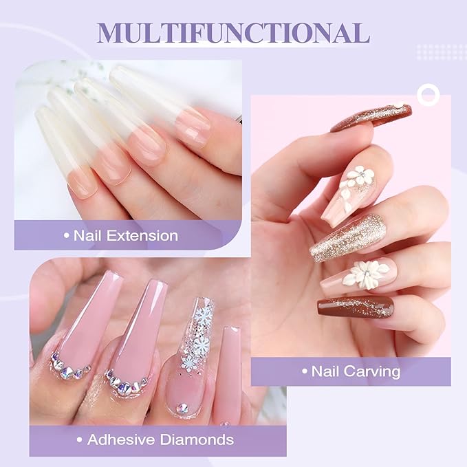 SAVILAND Acrylic Nail Kit: Professional Nails Kit Acrylic Set 15g Clear/White/Pink Powder and Liquid Monomer Set with Brushes Forms Dappen Dish for Beginner DIY at Home