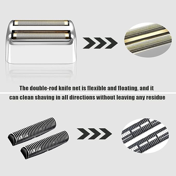 Shaver Replacement Foil and Cutters compatible with BaBylissPRO Barberology Double FXFS2 (2PC Silver)