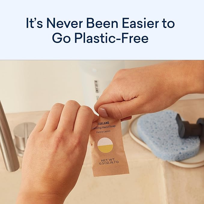 BLUELAND Foaming Hand Soap Refill Tablets, 4-Pack, Holiday Scents, Eco Friendly Cleaning Products, 4 x 9 Fl oz